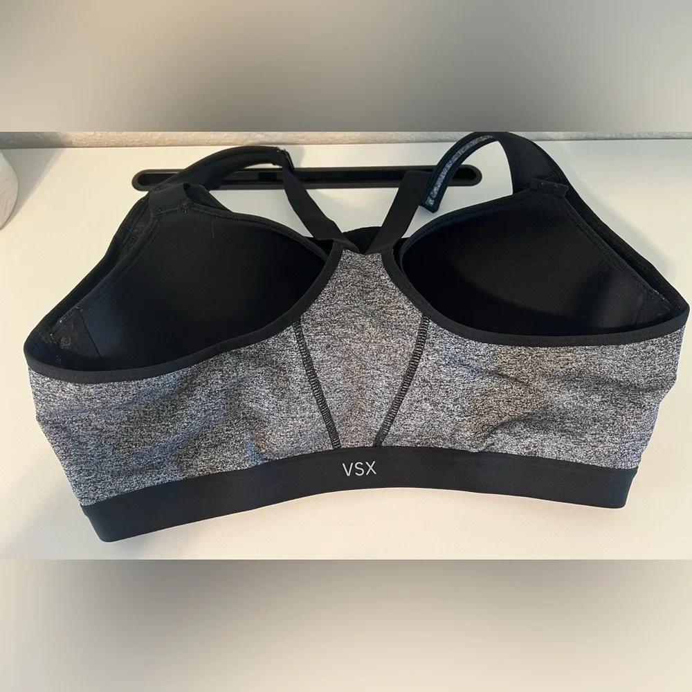 Victoria's Secret Sport Gray & Black Front Zip Sports Bra with Underwire